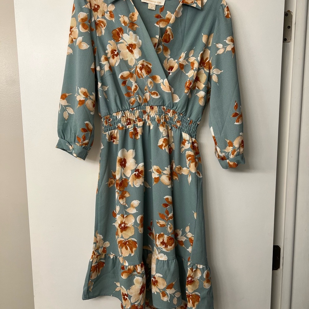 Teal Midi Sundress with Bishop Sleeves